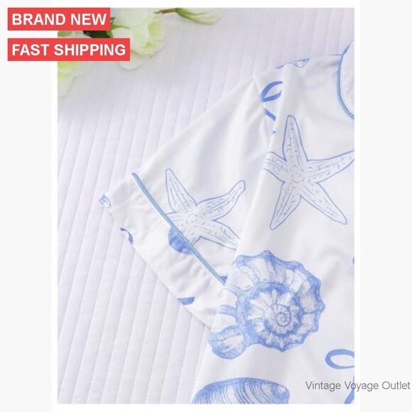 Women's Short Sleeve Button Shirt and Elastic Waist Shorts Pajama Set - Picture 4 of 7